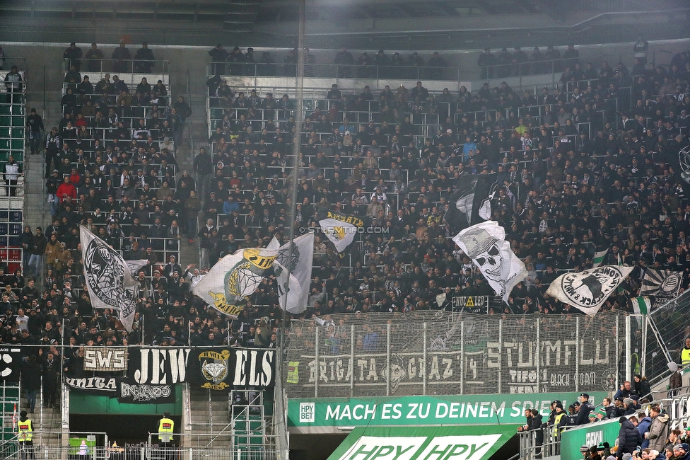 Rapid Wien - Sturm Graz
Oesterreichische Fussball Bundesliga, 15. Runde, SK Rapid Wien - SK Sturm Graz, Weststadion Wien, 24.11.2019. 

Foto zeigt Fans von Sturm
