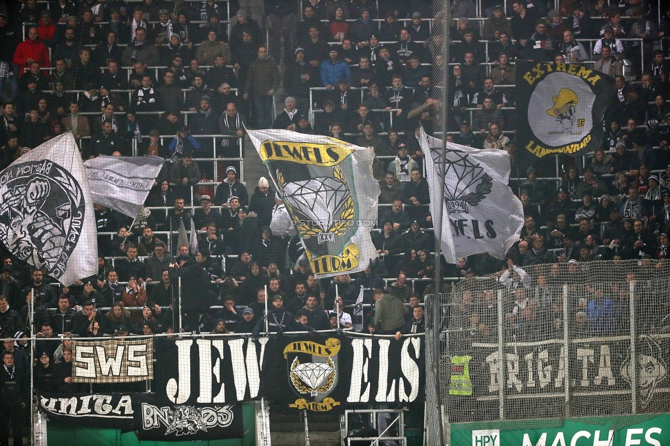 Rapid Wien - Sturm Graz
Oesterreichische Fussball Bundesliga, 15. Runde, SK Rapid Wien - SK Sturm Graz, Weststadion Wien, 24.11.2019. 

Foto zeigt Fans von Sturm
Schlüsselwörter: jewels