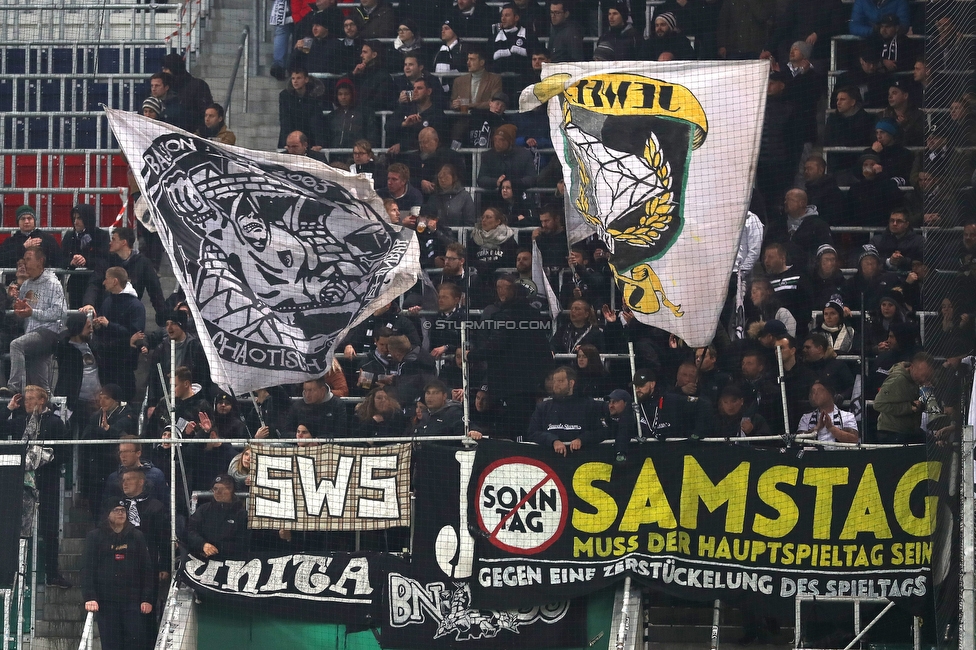 Rapid Wien - Sturm Graz
Oesterreichische Fussball Bundesliga, 15. Runde, SK Rapid Wien - SK Sturm Graz, Weststadion Wien, 24.11.2019. 

Foto zeigt Fans von Sturm
Schlüsselwörter: jewels samstag