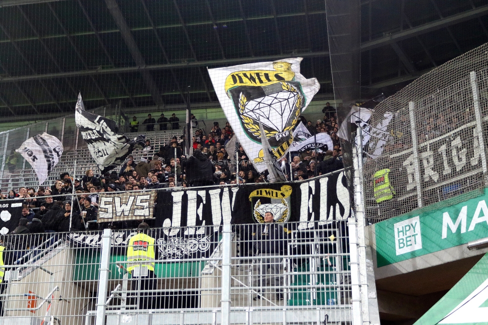 Rapid Wien - Sturm Graz
Oesterreichische Fussball Bundesliga, 15. Runde, SK Rapid Wien - SK Sturm Graz, Weststadion Wien, 24.11.2019. 

Foto zeigt Fans von Sturm
Schlüsselwörter: jewels