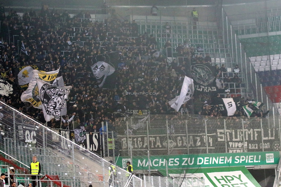 Rapid Wien - Sturm Graz
Oesterreichische Fussball Bundesliga, 15. Runde, SK Rapid Wien - SK Sturm Graz, Weststadion Wien, 24.11.2019. 

Foto zeigt Fans von Sturm
