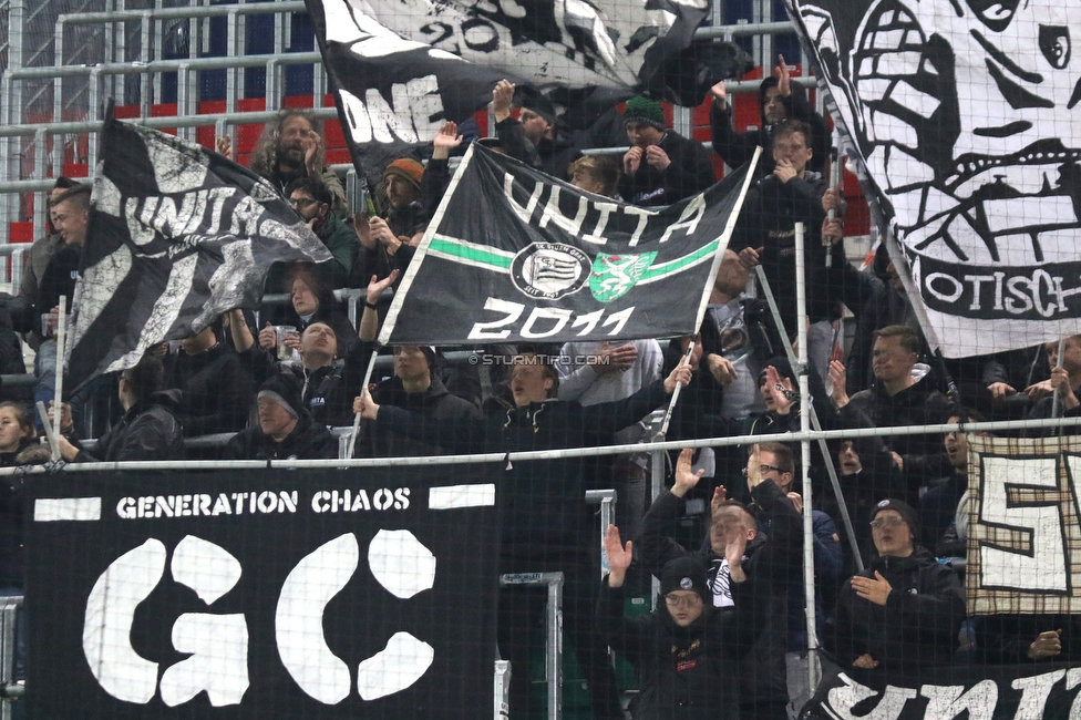 Rapid Wien - Sturm Graz
Oesterreichische Fussball Bundesliga, 15. Runde, SK Rapid Wien - SK Sturm Graz, Weststadion Wien, 24.11.2019. 

Foto zeigt Fans von Sturm
Schlüsselwörter: generationchaos unita