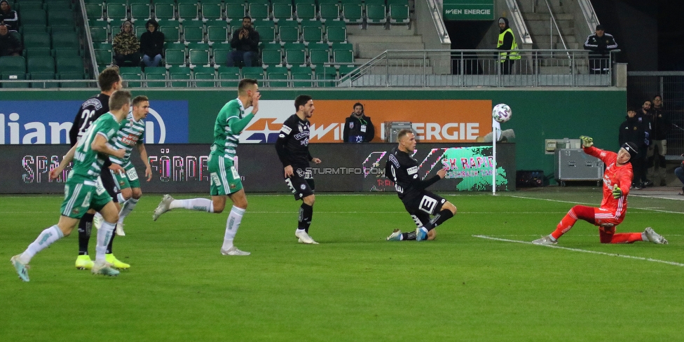 Rapid Wien - Sturm Graz
Oesterreichische Fussball Bundesliga, 15. Runde, SK Rapid Wien - SK Sturm Graz, Weststadion Wien, 24.11.2019. 

Foto zeigt Otar Kiteishvili (Sturm), Bekim Balaj (Sturm) und Richard Strebinger (Rapid)
