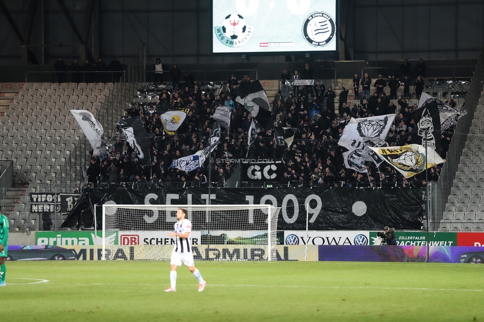 WSG Tirol - Sturm Graz
Oesterreichische Fussball Bundesliga, 16. Runde, WSG Tirol - SK Sturm Graz, Tivoli Neu Innsbruck, 30.11.2019. 

Foto zeigt Fans von Sturm
