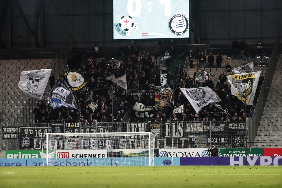 WSG Tirol - Sturm Graz
Oesterreichische Fussball Bundesliga, 16. Runde, WSG Tirol - SK Sturm Graz, Tivoli Neu Innsbruck, 30.11.2019. 

Foto zeigt Fans von Sturm
