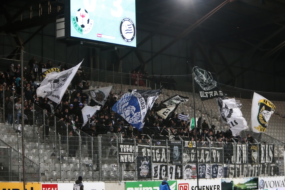 WSG Tirol - Sturm Graz
Oesterreichische Fussball Bundesliga, 16. Runde, WSG Tirol - SK Sturm Graz, Tivoli Neu Innsbruck, 30.11.2019. 

Foto zeigt Fans von Sturm
