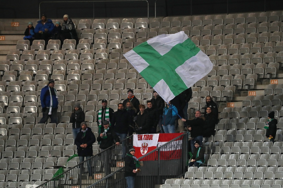 WSG Tirol - Sturm Graz
Oesterreichische Fussball Bundesliga, 16. Runde, WSG Tirol - SK Sturm Graz, Tivoli Neu Innsbruck, 30.11.2019. 

Foto zeigt Fans von Tirol
