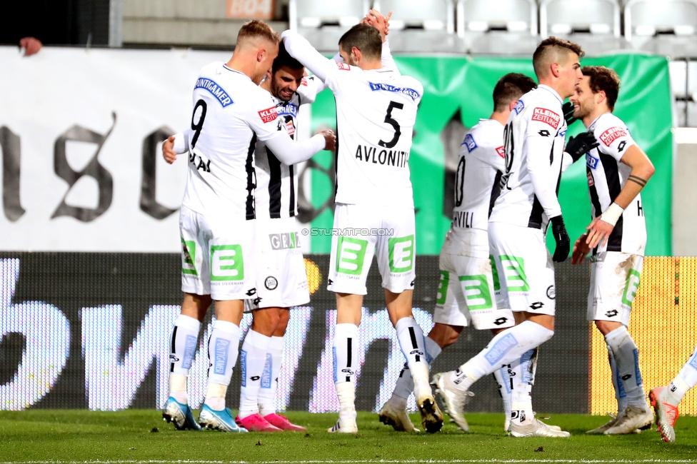 WSG Tirol - Sturm Graz
Oesterreichische Fussball Bundesliga, 16. Runde, WSG Tirol - SK Sturm Graz, Tivoli Neu Innsbruck, 30.11.2019. 

Foto zeigt Bekim Balaj (Sturm), Juan Dominguez (Sturm), Anastasios Avlonitis (Sturm), Ivan Ljubic (Sturm) und Philipp Huspek (Sturm)
Schlüsselwörter: torjubel