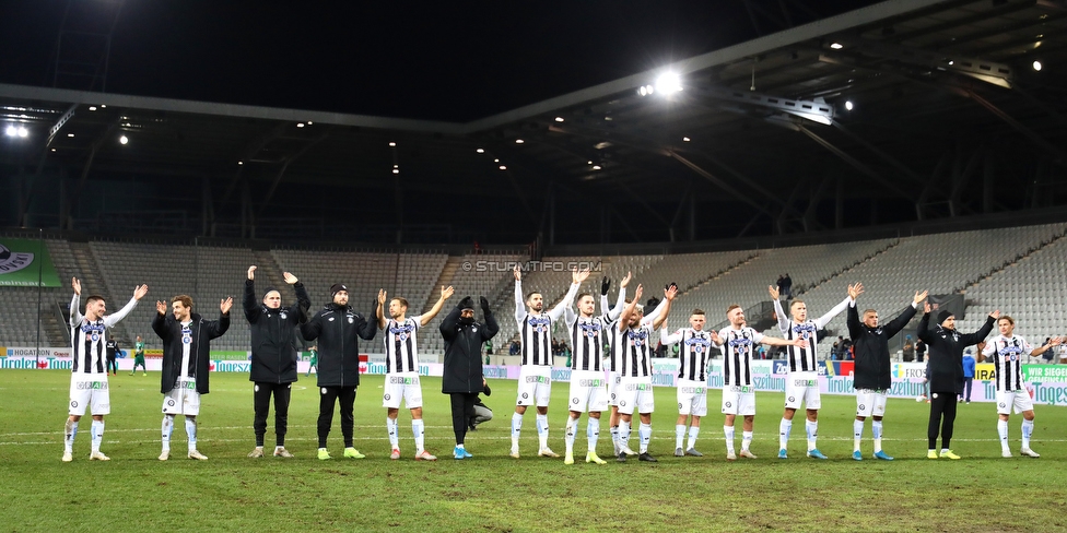 WSG Tirol - Sturm Graz
Oesterreichische Fussball Bundesliga, 16. Runde, WSG Tirol - SK Sturm Graz, Tivoli Neu Innsbruck, 30.11.2019. 

Foto zeigt die Mannschaft von Sturm
Schlüsselwörter: jubel