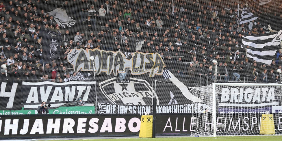 Sturm Graz - Altach
Oesterreichische Fussball Bundesliga, 17. Runde, SK Sturm Graz - SCR Altach, Stadion Liebenau Graz, 08.12.2019. 

Foto zeigt Fans von Sturm mit einem Spruchband
Schlüsselwörter: baby brigata