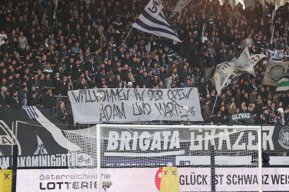 Sturm Graz - Altach
Oesterreichische Fussball Bundesliga, 17. Runde, SK Sturm Graz - SCR Altach, Stadion Liebenau Graz, 08.12.2019. 

Foto zeigt Fans von Sturm mit einem Spruchband
Schlüsselwörter: urbancrew baby