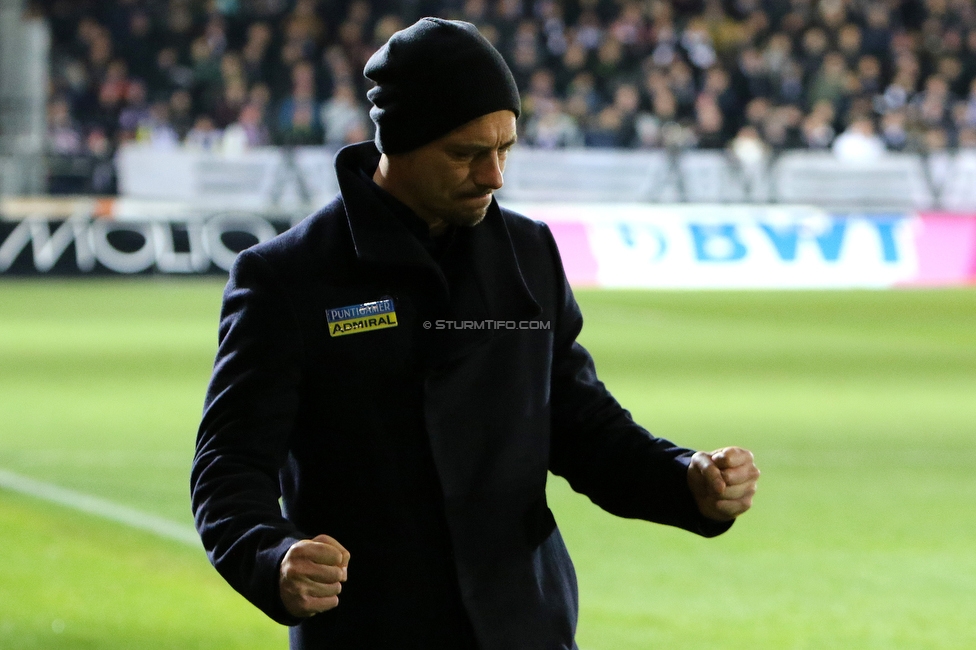 LASK - Sturm Graz
Oesterreichische Fussball Bundesliga, 18. Runde, LASK - SK Sturm Graz, Waldstadion Pasching, 15.12.2019. 

Foto zeigt Nestor El Maestro (Cheftrainer Sturm)
Schlüsselwörter: jubel