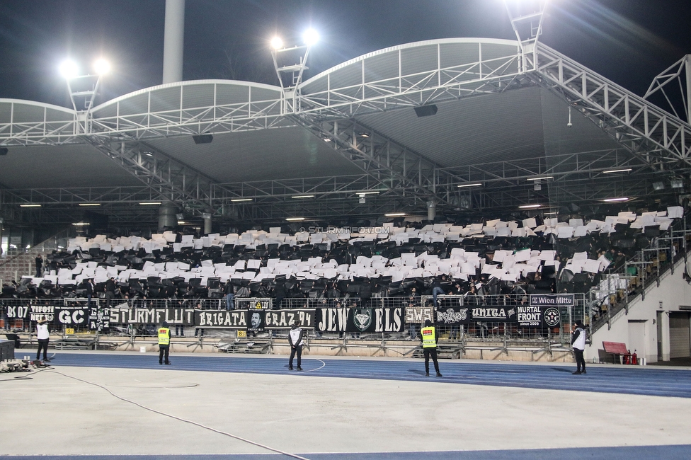 LASK - Sturm Graz
OEFB Cup, Viertelfinale, LASK - SK Sturm Graz, Stadion Gugl Linz, 08.02.2020. 

Foto zeigt Fans von Sturm mit einer Choreografie
