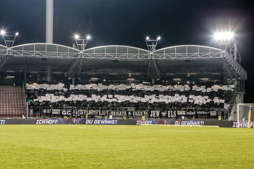 LASK - Sturm Graz
OEFB Cup, Viertelfinale, LASK - SK Sturm Graz, Stadion Gugl Linz, 08.02.2020. 

Foto zeigt Fans von Sturm mit einer Choreografie
