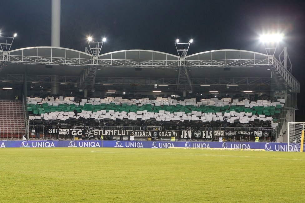 LASK - Sturm Graz
OEFB Cup, Viertelfinale, LASK - SK Sturm Graz, Stadion Gugl Linz, 08.02.2020. 

Foto zeigt Fans von Sturm mit einer Choreografie
