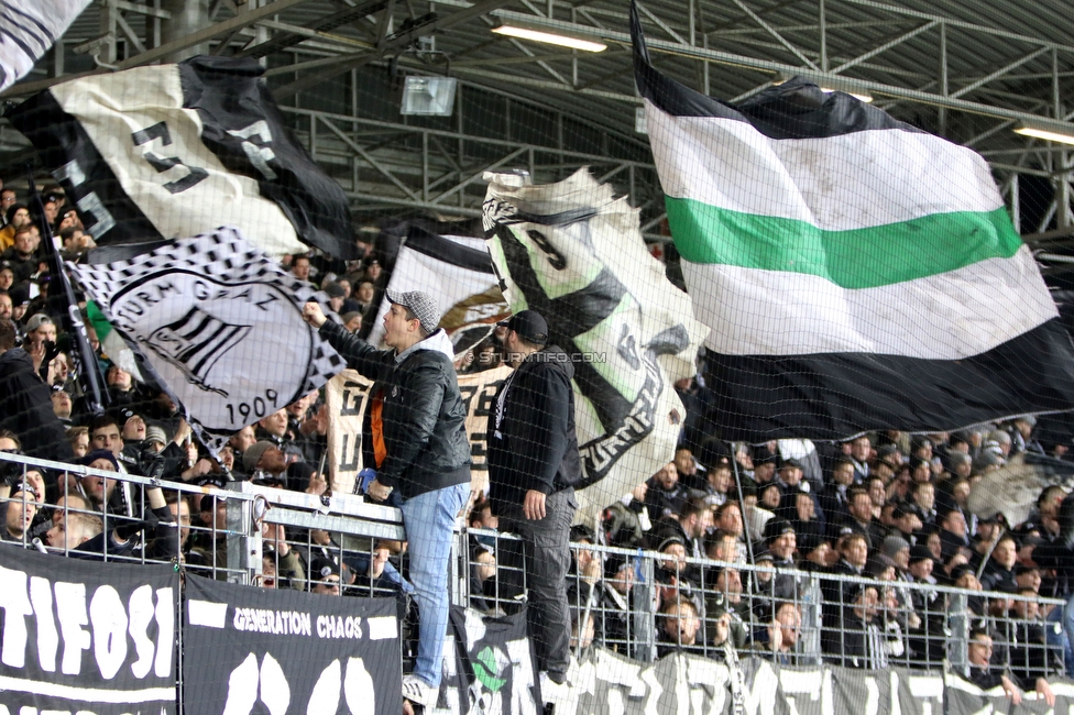 LASK - Sturm Graz
OEFB Cup, Viertelfinale, LASK - SK Sturm Graz, Stadion Gugl Linz, 08.02.2020. 

Foto zeigt Fans von Sturm
Schlüsselwörter: vorsaenger