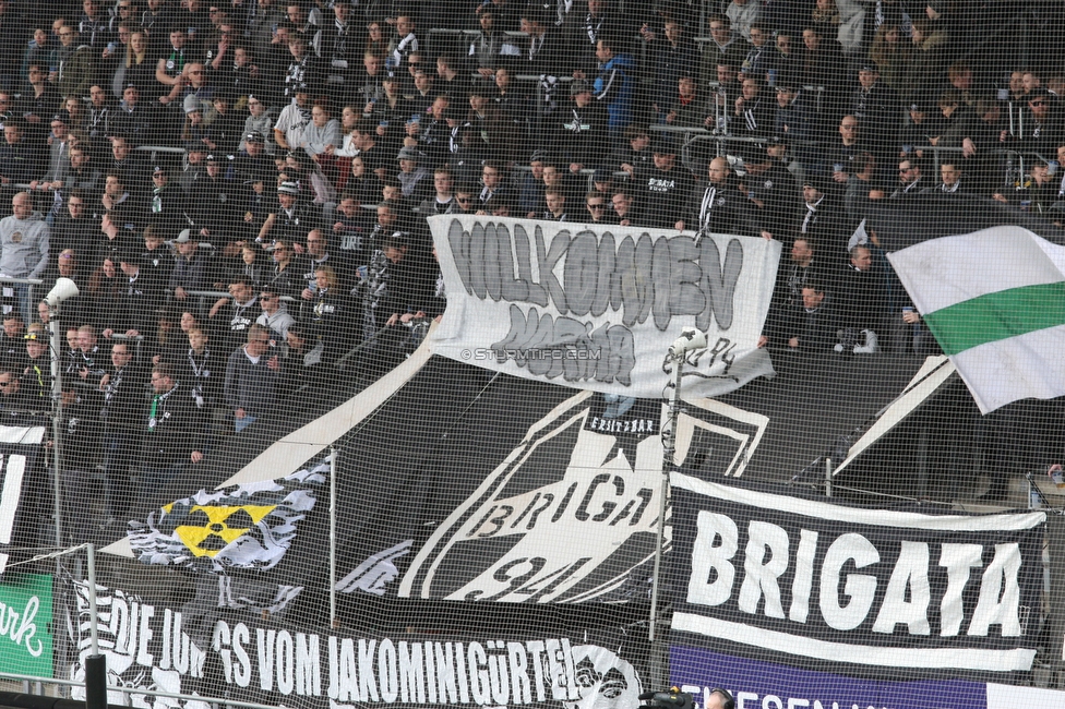 Sturm Graz - Mattersburg
Oesterreichische Fussball Bundesliga, 19. Runde, SK Sturm Graz - SV Mattersburg, Stadion Liebenau Graz, 16.02.2020. 

Foto zeigt Fans von Sturm mit einem Spruchband
Schlüsselwörter: baby brigata