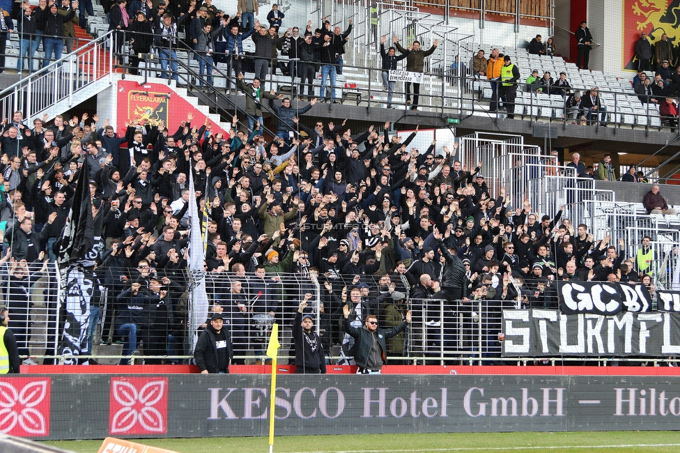 Admira Wacker - Sturm Graz
Oesterreichische Fussball Bundesliga, 20. Runde, FC Admira Wacker - SK Sturm Graz, Stadion Suedstadt Maria Enzersdorf, 22.02.2020. 

Foto zeigt Fans von Sturm
