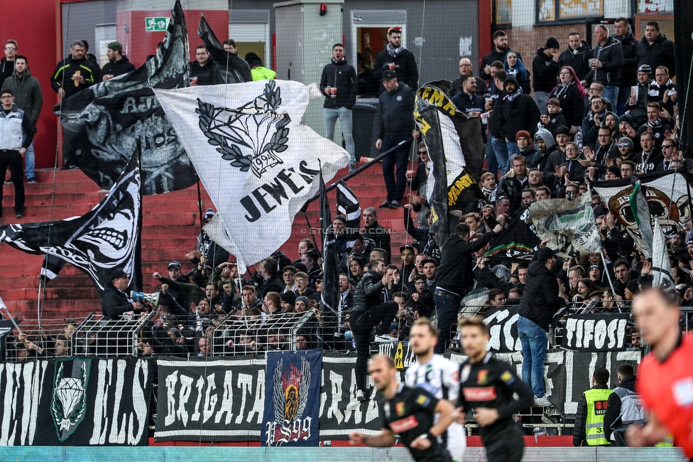 Admira Wacker - Sturm Graz
Oesterreichische Fussball Bundesliga, 20. Runde, FC Admira Wacker - SK Sturm Graz, Stadion Suedstadt Maria Enzersdorf, 22.02.2020. 

Foto zeigt Fans von Sturm
