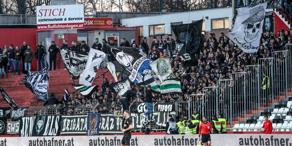 Admira Wacker - Sturm Graz
Oesterreichische Fussball Bundesliga, 20. Runde, FC Admira Wacker - SK Sturm Graz, Stadion Suedstadt Maria Enzersdorf, 22.02.2020. 

Foto zeigt Fans von Sturm
