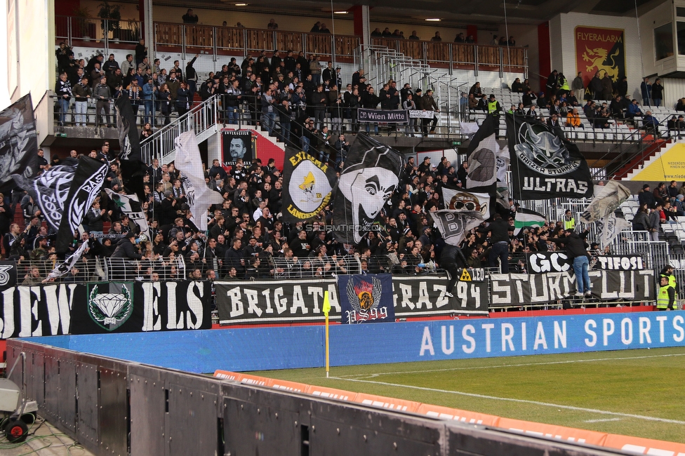 Admira Wacker - Sturm Graz
Oesterreichische Fussball Bundesliga, 20. Runde, FC Admira Wacker - SK Sturm Graz, Stadion Suedstadt Maria Enzersdorf, 22.02.2020. 

Foto zeigt Fans von Sturm
