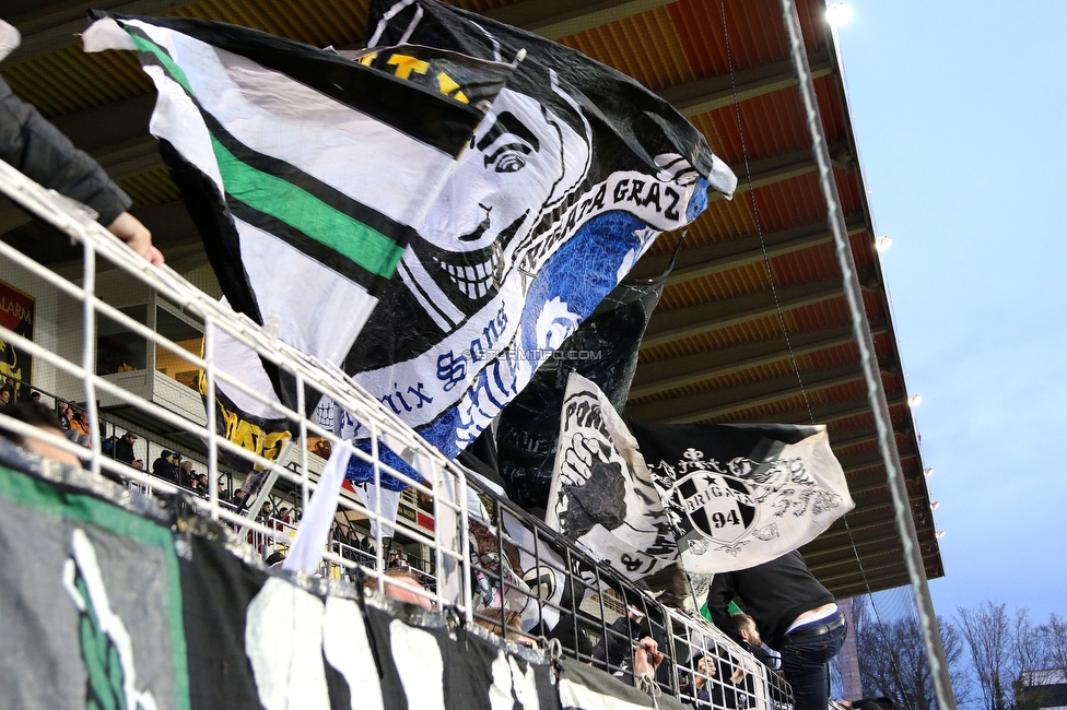 Admira Wacker - Sturm Graz
Oesterreichische Fussball Bundesliga, 20. Runde, FC Admira Wacker - SK Sturm Graz, Stadion Suedstadt Maria Enzersdorf, 22.02.2020. 

Foto zeigt Fans von Sturm
