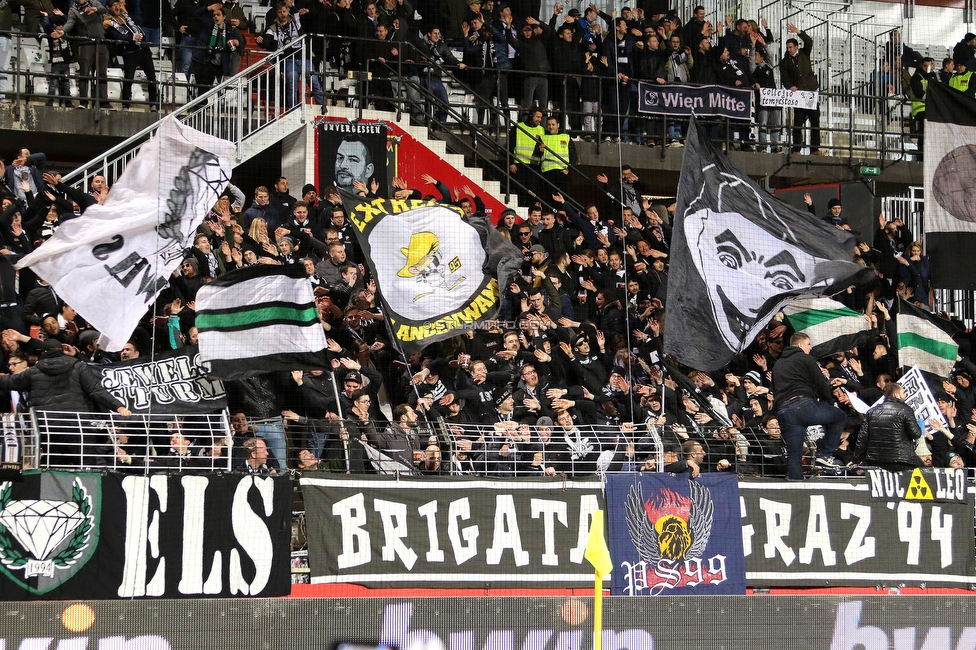 Admira Wacker - Sturm Graz
Oesterreichische Fussball Bundesliga, 20. Runde, FC Admira Wacker - SK Sturm Graz, Stadion Suedstadt Maria Enzersdorf, 22.02.2020. 

Foto zeigt Fans von Sturm
