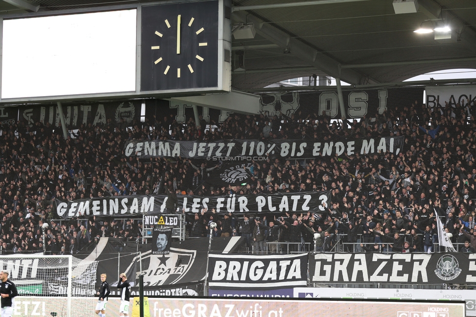 Sturm Graz - Austria Wien
Oesterreichische Fussball Bundesliga, 21. Runde, SK Sturm Graz - FK Austria Wien, Stadion Liebenau Graz, 01.03.2020. 

Foto zeigt Fans von Sturm mit einem Spruchband
Schlüsselwörter: platz3