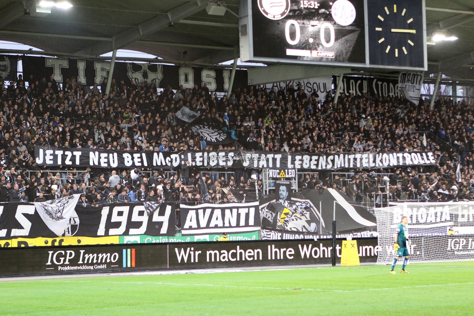 Sturm Graz - Austria Wien
Oesterreichische Fussball Bundesliga, 21. Runde, SK Sturm Graz - FK Austria Wien, Stadion Liebenau Graz, 01.03.2020. 

Foto zeigt Fans von Sturm mit einem Spruchband
Schlüsselwörter: mcdonalds