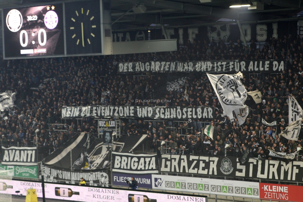 Sturm Graz - Austria Wien
Oesterreichische Fussball Bundesliga, 21. Runde, SK Sturm Graz - FK Austria Wien, Stadion Liebenau Graz, 01.03.2020. 

Foto zeigt Fans von Sturm mit einem Spruchband
Schlüsselwörter: protest augarten