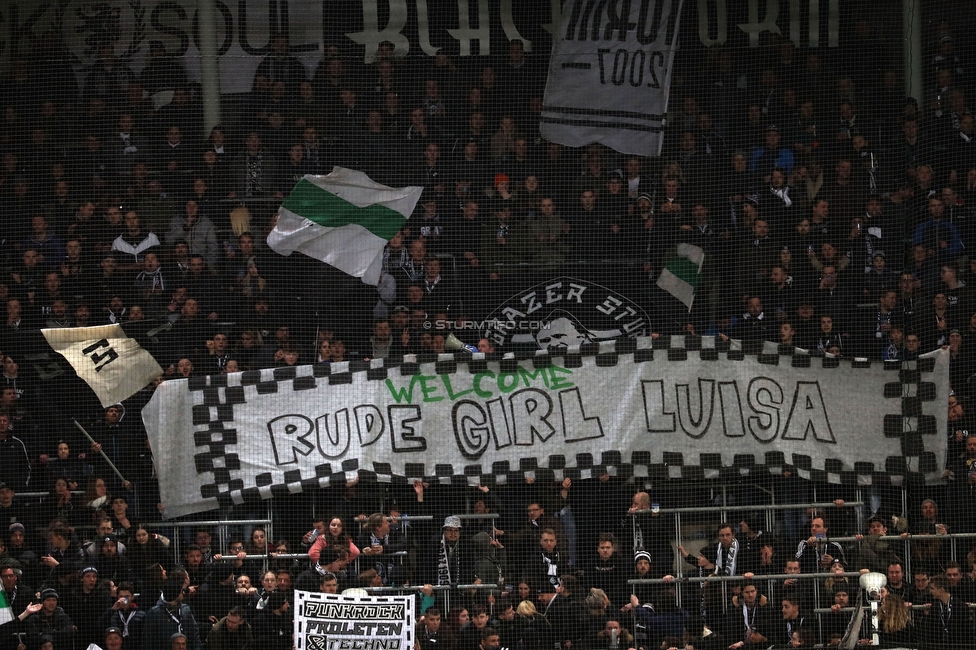 Sturm Graz - Austria Wien
Oesterreichische Fussball Bundesliga, 21. Runde, SK Sturm Graz - FK Austria Wien, Stadion Liebenau Graz, 01.03.2020. 

Foto zeigt Fans von Sturm mit einem Spruchband
Schlüsselwörter: baby sturmflut