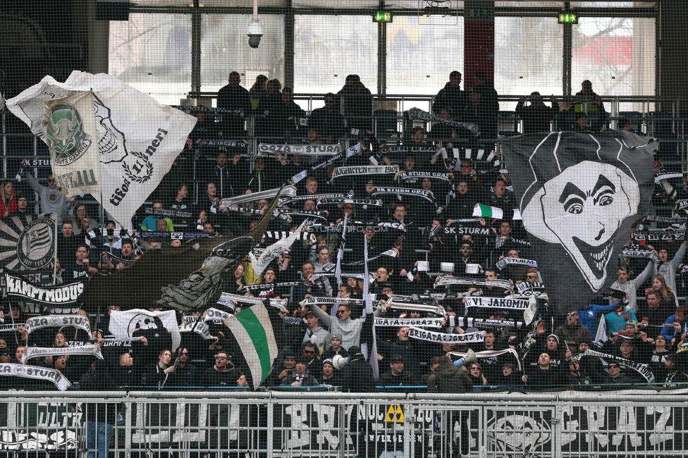 Salzburg - Sturm Graz
Oesterreichische Fussball Bundesliga, 22. Runde, FC RB Salzburg - SK Sturm Graz, Stadion Wals-Siezenheim, 08.03.2020. 

Foto zeigt Fans von Sturm
Schlüsselwörter: schals brigata sturmflut