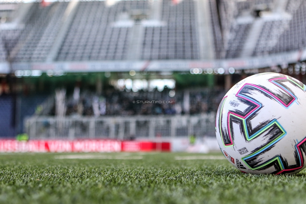 Salzburg - Sturm Graz
Oesterreichische Fussball Bundesliga, 22. Runde, FC RB Salzburg - SK Sturm Graz, Stadion Wals-Siezenheim, 08.03.2020. 

Foto zeigt ein Feature mit dem Matchball
