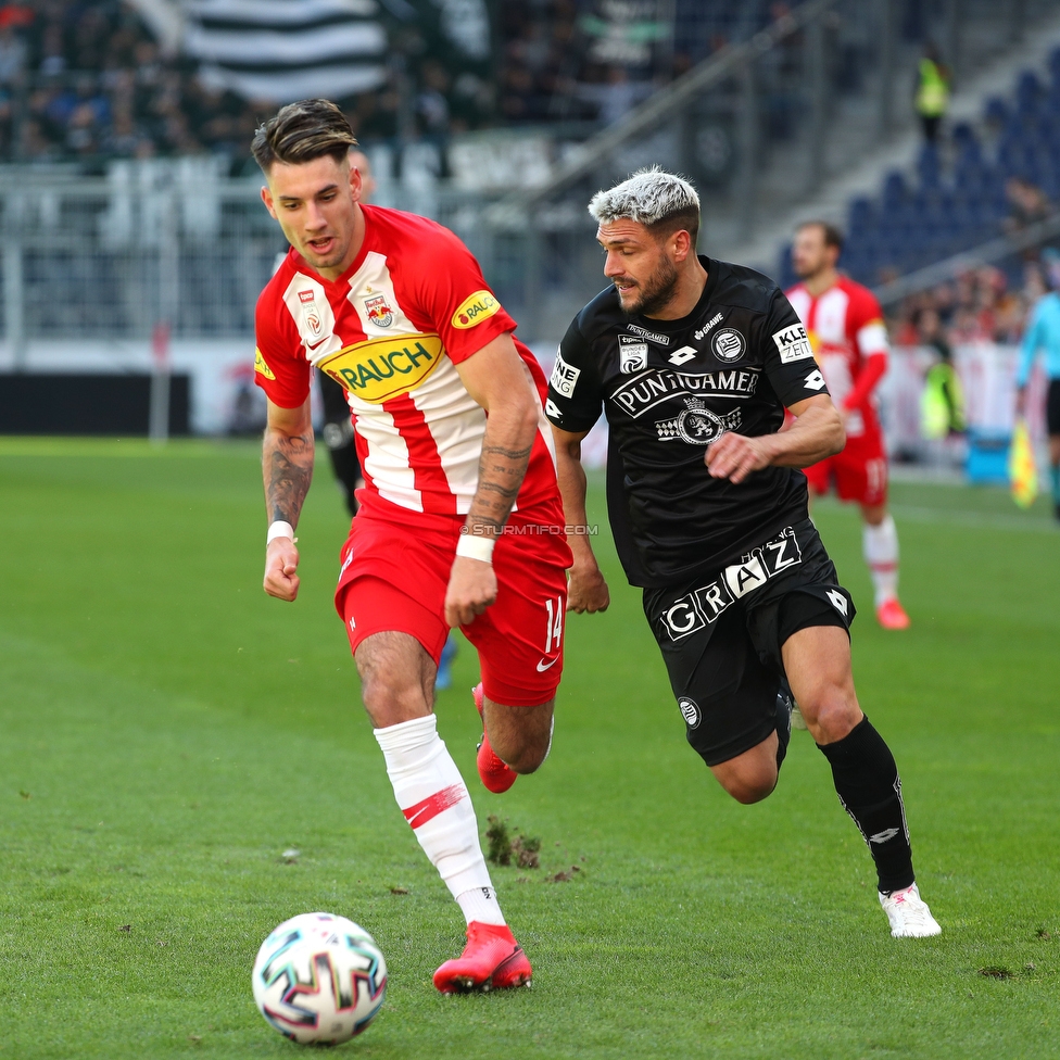 Salzburg - Sturm Graz
Oesterreichische Fussball Bundesliga, 22. Runde, FC RB Salzburg - SK Sturm Graz, Stadion Wals-Siezenheim, 08.03.2020. 

Foto zeigt Dominik Szoboszlai (Salzburg) und Emanuel Sakic (Sturm)
