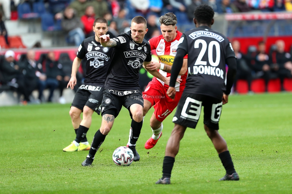 Salzburg - Sturm Graz
Oesterreichische Fussball Bundesliga, 22. Runde, FC RB Salzburg - SK Sturm Graz, Stadion Wals-Siezenheim, 08.03.2020. 

Foto zeigt Jakob Jantscher (Sturm), Dominik Szoboszlai (Salzburg) und Isaac Donkor (Sturm)
