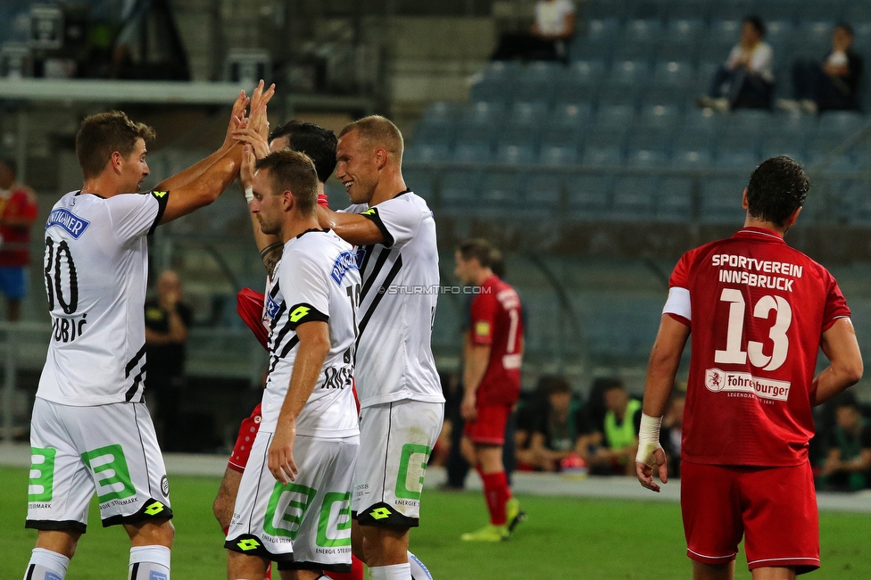 Sturm Graz - Innsbruck
OEFB Cup, 1. Runde, SK Sturm Graz - SV Innsbruck, Stadion Liebenau Graz, 28.08.2020. 

Foto zeigt Ivan Ljubic (Sturm), Jakob Jantscher (Sturm) und   Bekim Balaj (Sturm)
Schlüsselwörter: torjubel