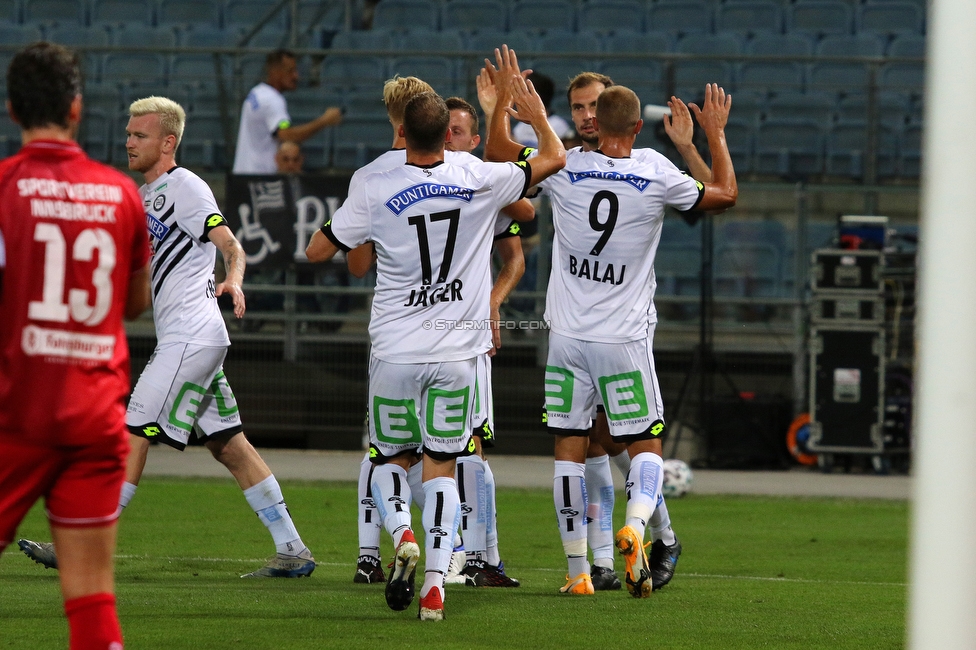 Sturm Graz - Innsbruck
OEFB Cup, 1. Runde, SK Sturm Graz - SV Innsbruck, Stadion Liebenau Graz, 28.08.2020. 

Foto zeigt Lukas Jaeger (Sturm) und Bekim Balaj (Sturm)
Schlüsselwörter: torjubel