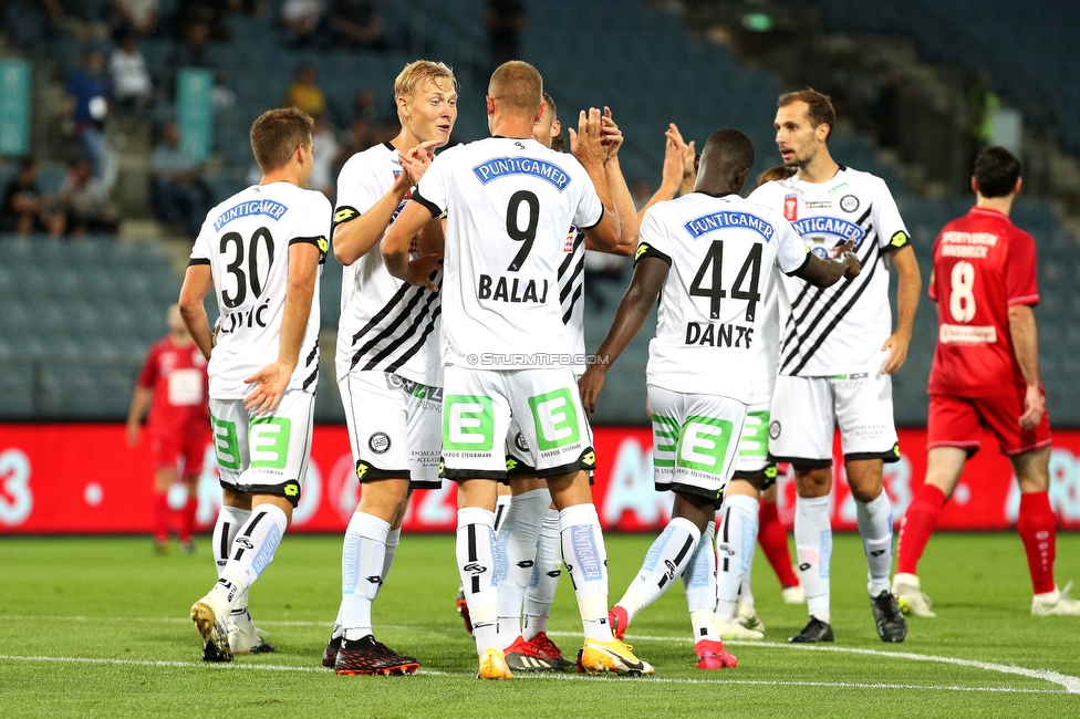 Sturm Graz - Innsbruck
OEFB Cup, 1. Runde, SK Sturm Graz - SV Innsbruck, Stadion Liebenau Graz, 28.08.2020. 

Foto zeigt Ivan Ljubic (Sturm), Bekim Balaj (Sturm) und Amadou Dante (Sturm)
Schlüsselwörter: torjubel