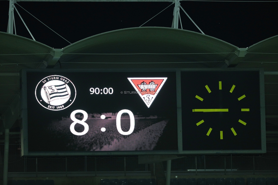 Sturm Graz - Innsbruck
OEFB Cup, 1. Runde, SK Sturm Graz - SV Innsbruck, Stadion Liebenau Graz, 28.08.2020. 

Foto zeigt die Anzeigetafel
