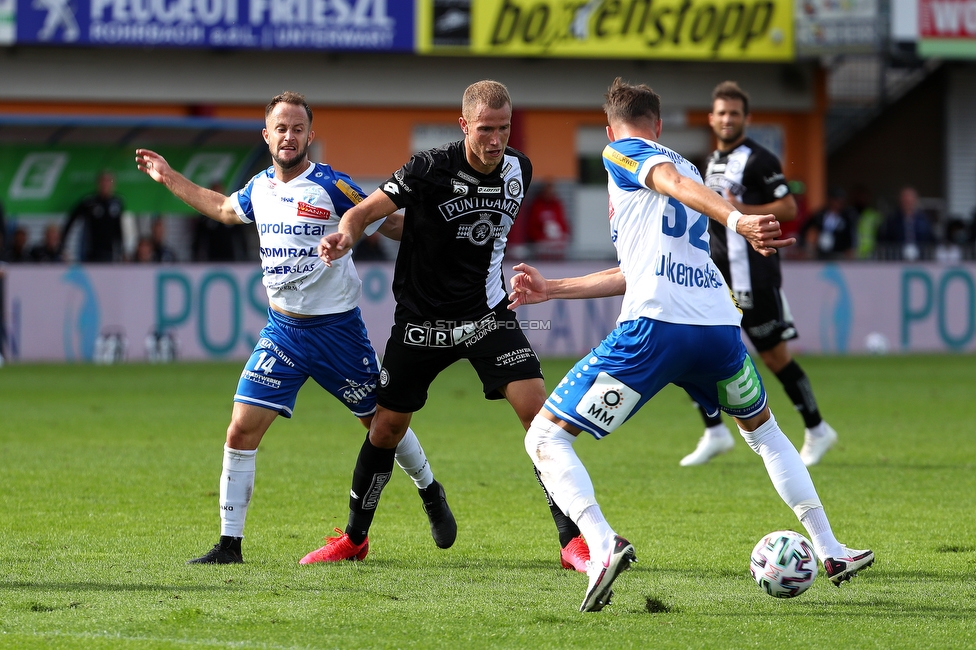 Hartberg - Sturm Graz
Oesterreichische Fussball Bundesliga, 3. Runde, TSV Hartberg - SK Sturm Graz, Arena Hartberg, 27.09.2020. 

Foto zeigt Christian Klem (Hartberg), Bekim Balaj (Sturm) und Felix Luckeneder (Hartberg)
