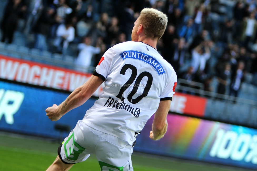 Sturm Graz - Altach
Oesterreichische Fussball Bundesliga, 4. Runde, SK Sturm Graz - SCR Altach, Stadion Liebenau Graz, 04.10.2020. 

Foto zeigt Kevin Friesenbichler (Sturm)
Schlüsselwörter: torjubel