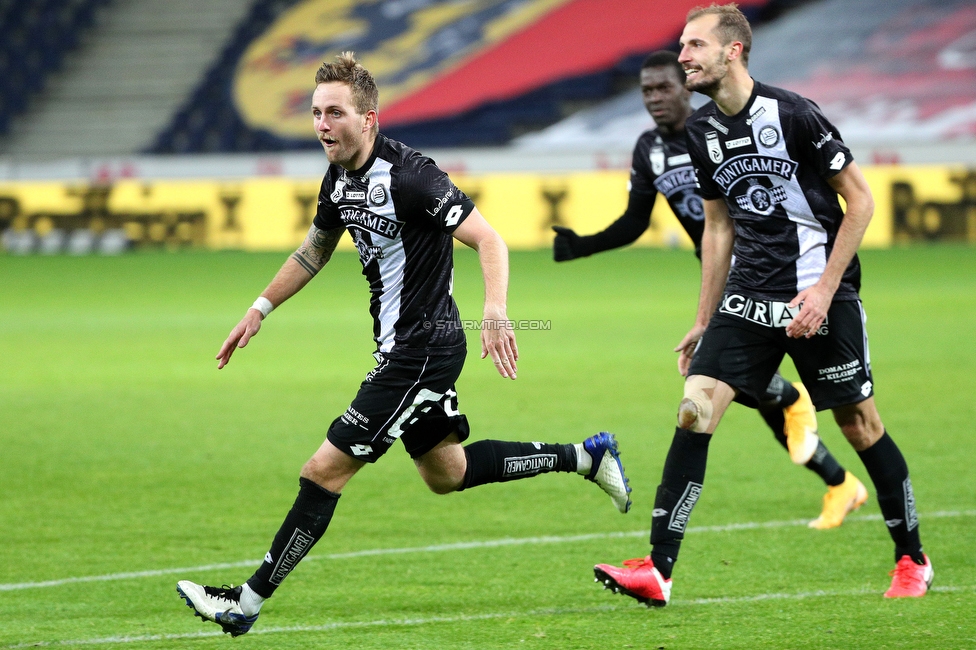 Hartberg - Sturm Graz
Oesterreichische Fussball Bundesliga, 2. Runde, TSV Hartberg - SK Sturm Graz, Arena Hartberg, 27.09.2020. 

Foto zeigt Jakob Jantscher (Sturm) und Jon Gorenc-Stankovic (Sturm)
