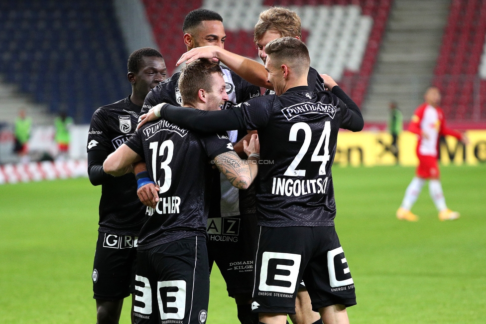 Hartberg - Sturm Graz
Oesterreichische Fussball Bundesliga, 2. Runde, TSV Hartberg - SK Sturm Graz, Arena Hartberg, 27.09.2020. 

Foto zeigt Jakob Jantscher (Sturm) und Sandro Ingolitsch (Sturm)
Schlüsselwörter: torjubel