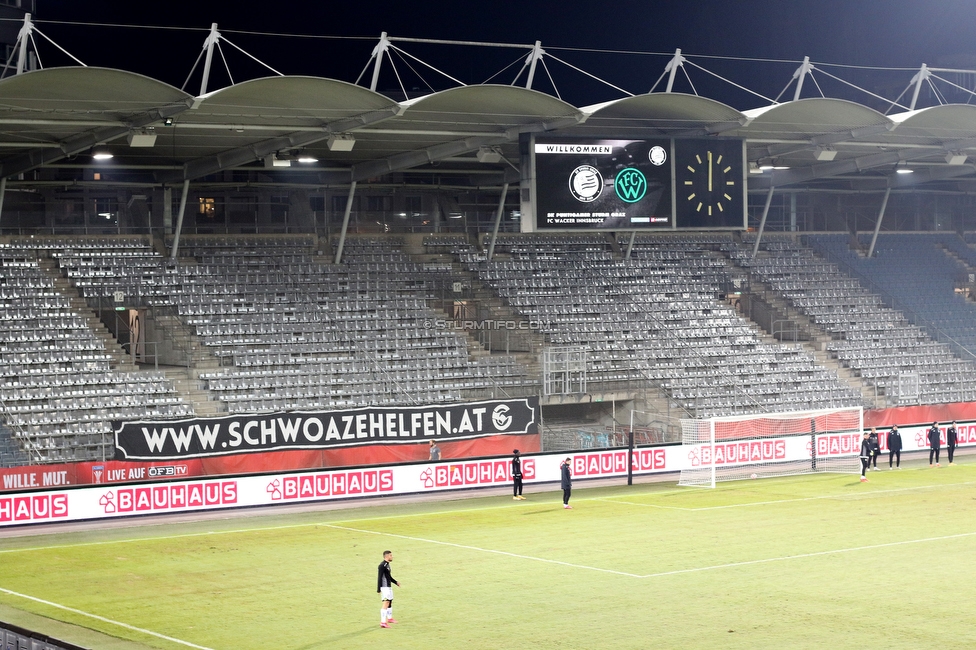 Sturm Graz - Innsbruck
OEFB Cup, 3. Runde, SK Sturm Graz - FC Wacker Innsbruck, Stadion Liebenau Graz, 28.08.2020. 

Foto zeigt ein Spruchband
Schlüsselwörter: schwoazehelfen