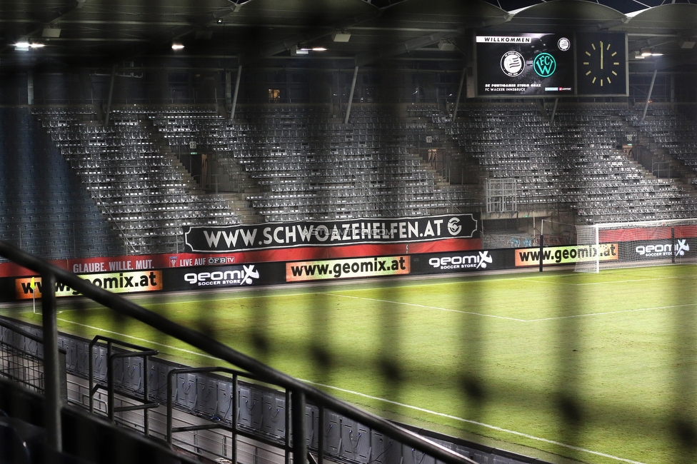 Sturm Graz - Innsbruck
OEFB Cup, 3. Runde, SK Sturm Graz - FC Wacker Innsbruck, Stadion Liebenau Graz, 28.08.2020. 

Foto zeigt ein Spruchband
Schlüsselwörter: schwoazehelfen