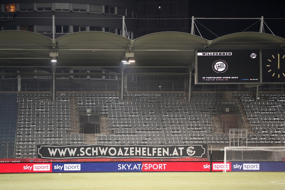 Sturm Graz - Innsbruck
OEFB Cup, 3. Runde, SK Sturm Graz - FC Wacker Innsbruck, Stadion Liebenau Graz, 28.08.2020. 

Foto zeigt ein Spruchband
Schlüsselwörter: schwoazehelfen