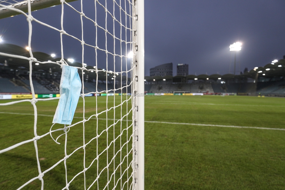 Sturm Graz - Tirol
Oesterreichische Fussball Bundesliga, 9. Runde, SK Sturm Graz - WSG Tirol, Stadion Liebenau Graz, 28.11.2020. 

Foto zeigt eine MNS Maske
Schlüsselwörter: COVID19