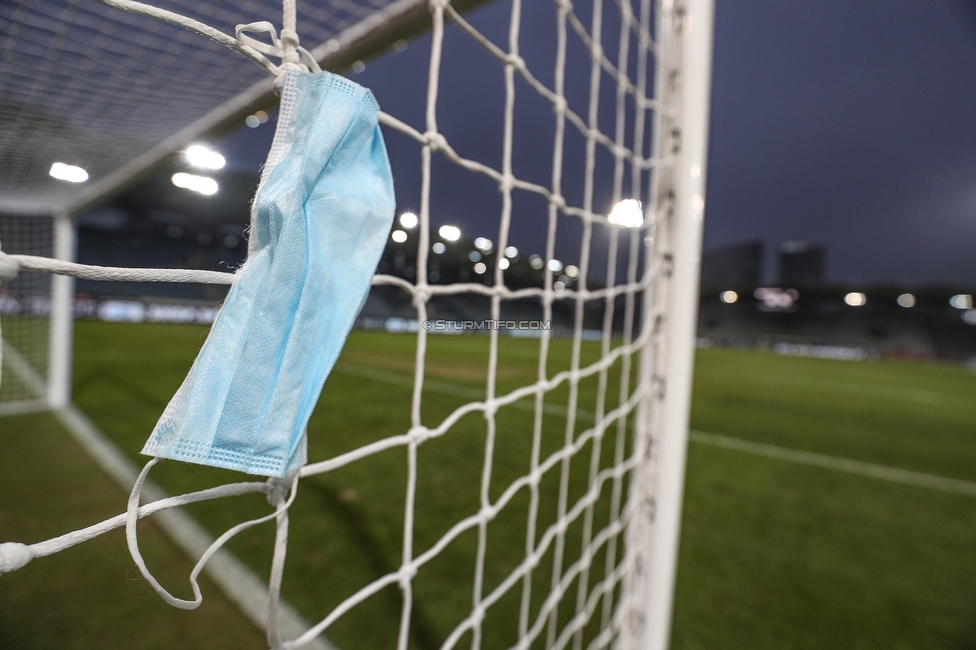 Sturm Graz - Tirol
Oesterreichische Fussball Bundesliga, 9. Runde, SK Sturm Graz - WSG Tirol, Stadion Liebenau Graz, 28.11.2020. 

Foto zeigt eine MNS Maske
Schlüsselwörter: COVID19