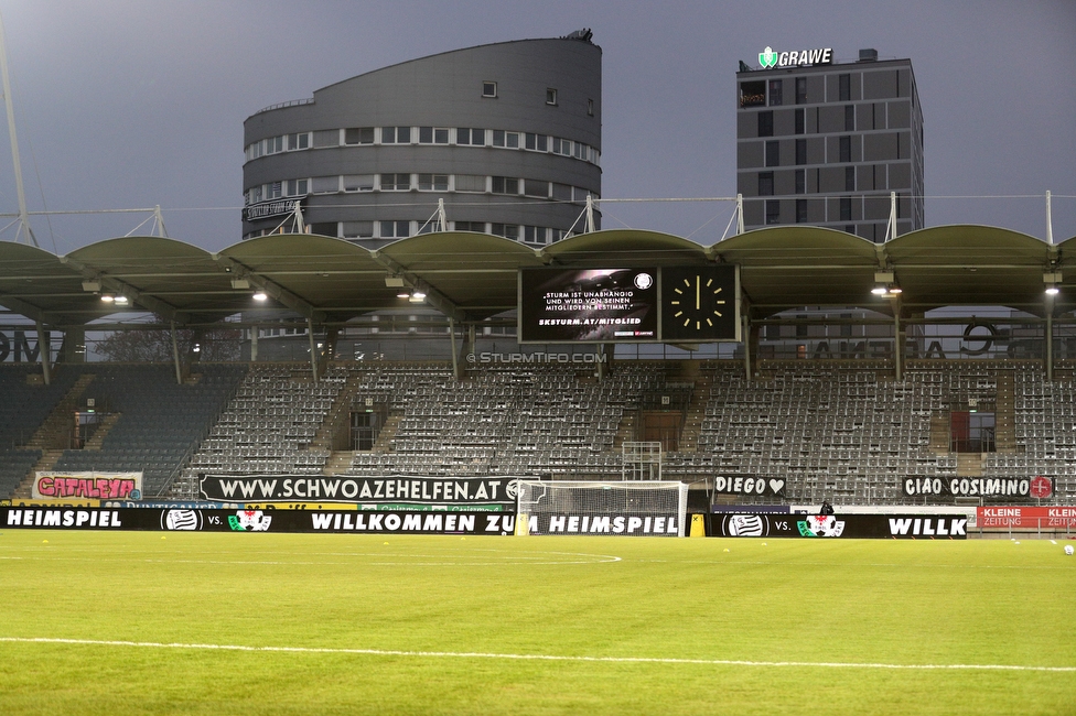 Sturm Graz - Tirol
Oesterreichische Fussball Bundesliga, 9. Runde, SK Sturm Graz - WSG Tirol, Stadion Liebenau Graz, 28.11.2020. 

Foto zeigt eine Innenansicht im Stadion Liebenau
Schlüsselwörter: COVID19