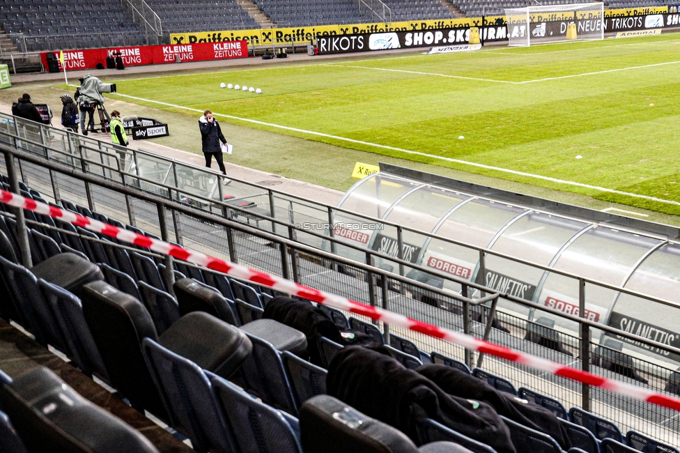 Sturm Graz - Tirol
Oesterreichische Fussball Bundesliga, 9. Runde, SK Sturm Graz - WSG Tirol, Stadion Liebenau Graz, 28.11.2020. 

Foto zeigt eine Innenansicht im Stadion Liebenau
Schlüsselwörter: COVID19